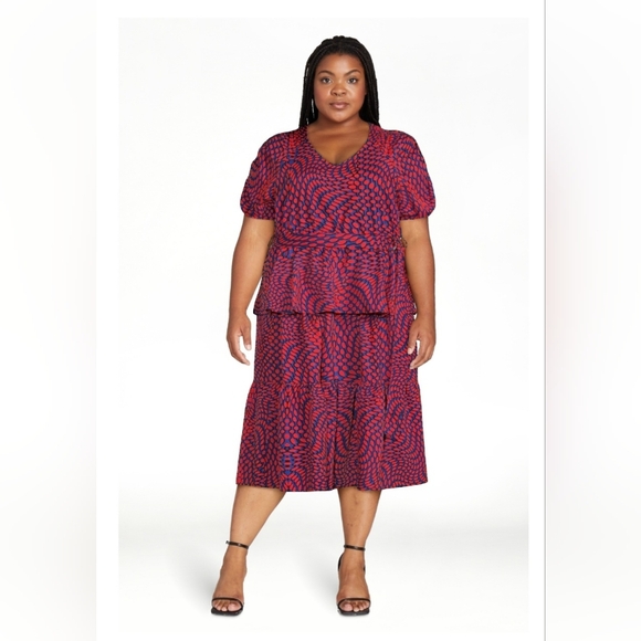 👗 Scoop Women's Midi Dress with Ruched Sleeves - Size 16-18 👗 - Picture 2 of 11
